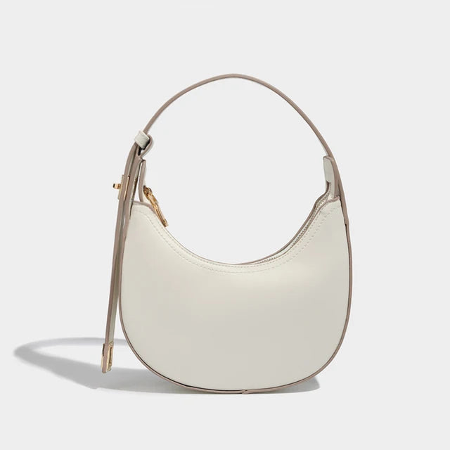Bolso pequeño de hombro para mujer de piel sintética suave, con forma de media luna