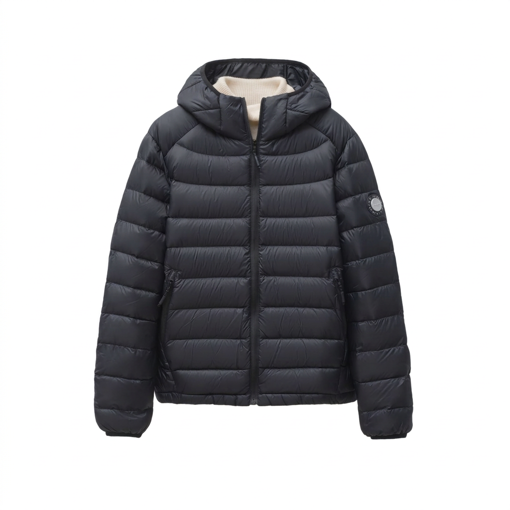 Chaqueta negra con fondo blanco