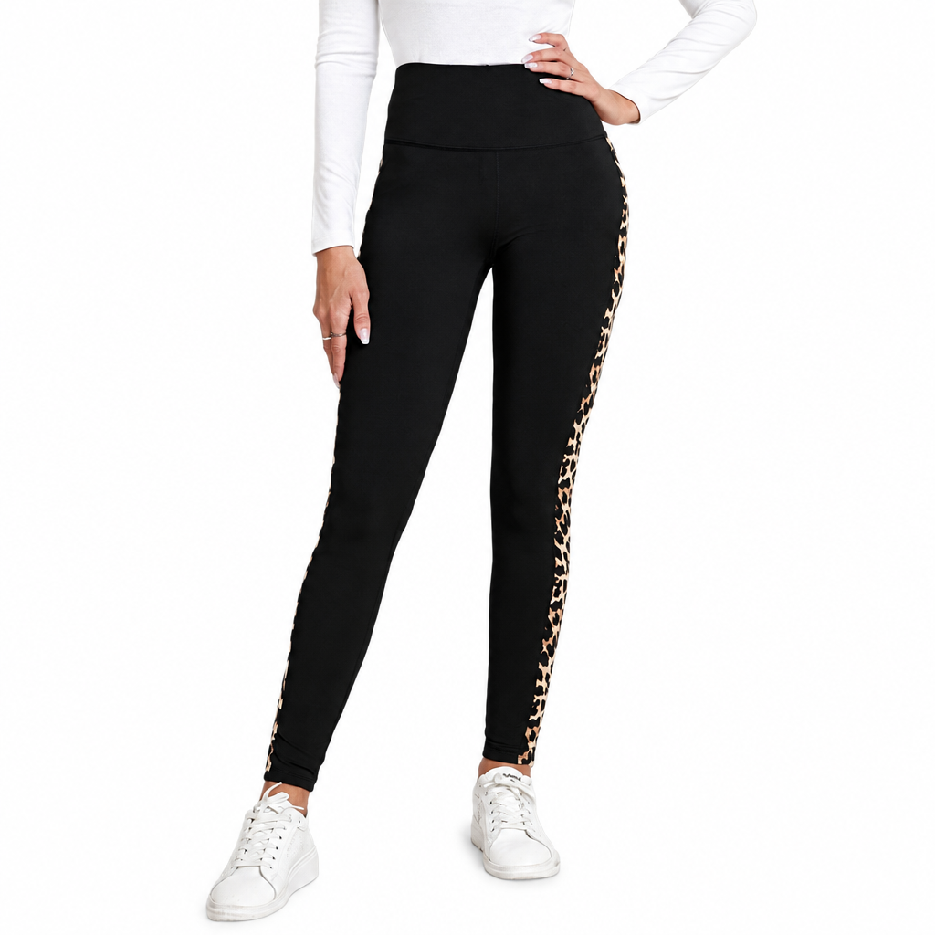 New Leopard Print Comfortable Casual Yoga Pants for Women, High Waist, Butt Lifting, Stretchy Long Pants
