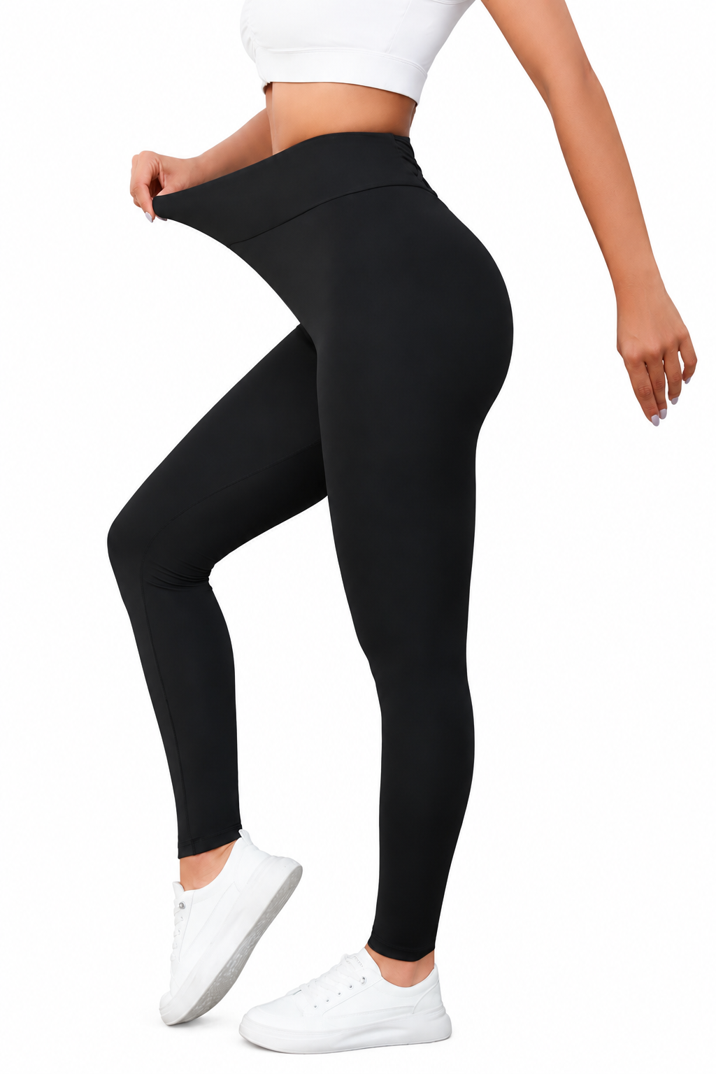 Black Criss Cross Tummy Control High Waist Leggings