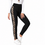 New Leopard Print Comfortable Casual Yoga Pants for Women, High Waist, Butt Lifting, Stretchy Long Pants