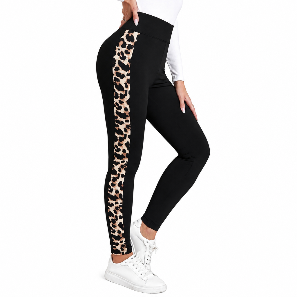 New Leopard Print Comfortable Casual Yoga Pants for Women, High Waist, Butt Lifting, Stretchy Long Pants